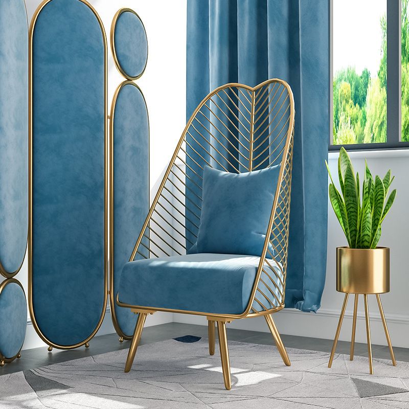 Glam Style Armless with Pillow Back Cushioned Metal Base Accent Chair