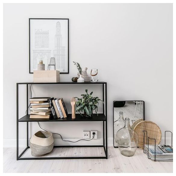 Metal Open Back Bookcase Industrial Etagere Storage Bookshelf