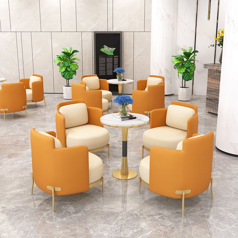 Glam Round Dinette Set with Padded Chairs 1/2/3/5 Pcs White Stone Dining Set for Home
