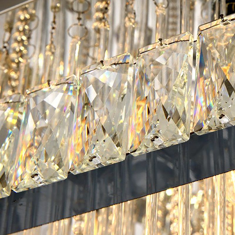 Illuminazione a soffitto quadrata in blocco di cristallo Lampada contemporanea da incasso in nichel a 8 teste