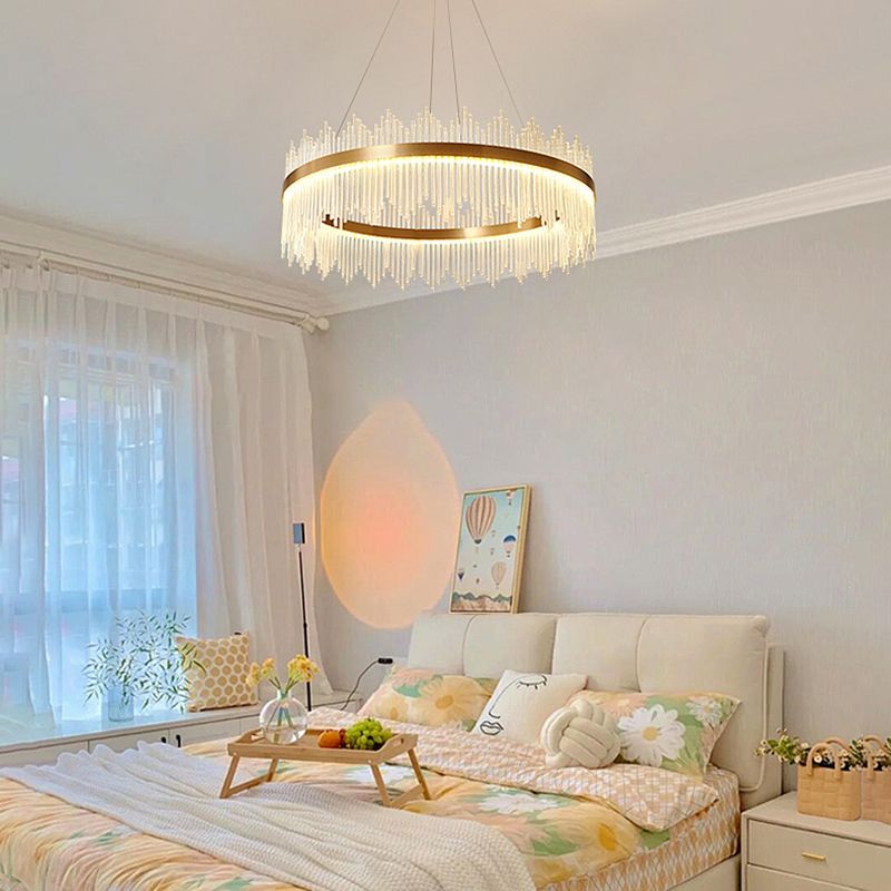 Modern Luxury LED Hanging Light Metal Linear Chandelier for Living Room