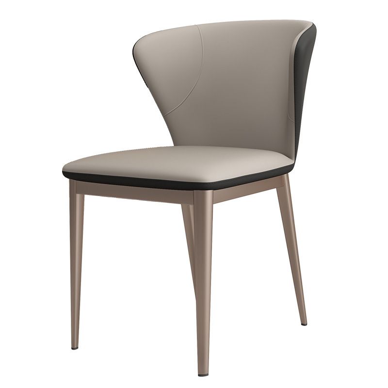 Contemporary Side Chair Faux Leather Solid Back Dining Room Chair for Kitchen