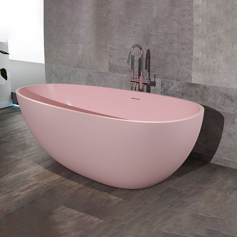 Modern Freestanding Bathtub for Bathroom Matte Finish Acrylic Oval Tub