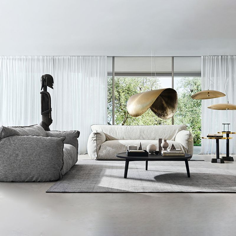 33" High Cotton Contemporary Round Arm Sofa with Tight Back for Apartment, Living Room