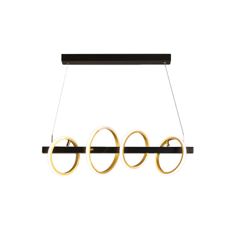 Simple Circles Ceiling Pendant Metal 4/5 Heads Dining Room Island Lighting Ideas in Gold, Warm/White Light