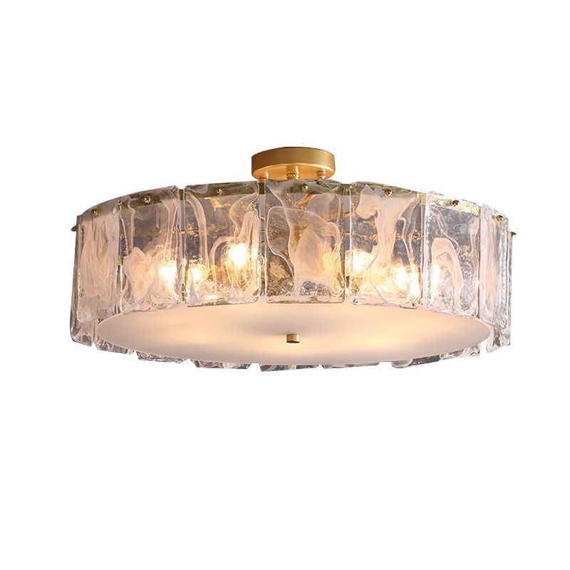 Contemporary Ceiling Lamp Simple Flush Mount Light Fixture with Glass Shade for Bedroom