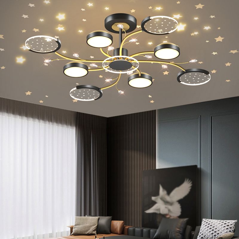 Modern Geometry Shade Metal Chandelier Lights Chandelier Lighting Fixtures in Black