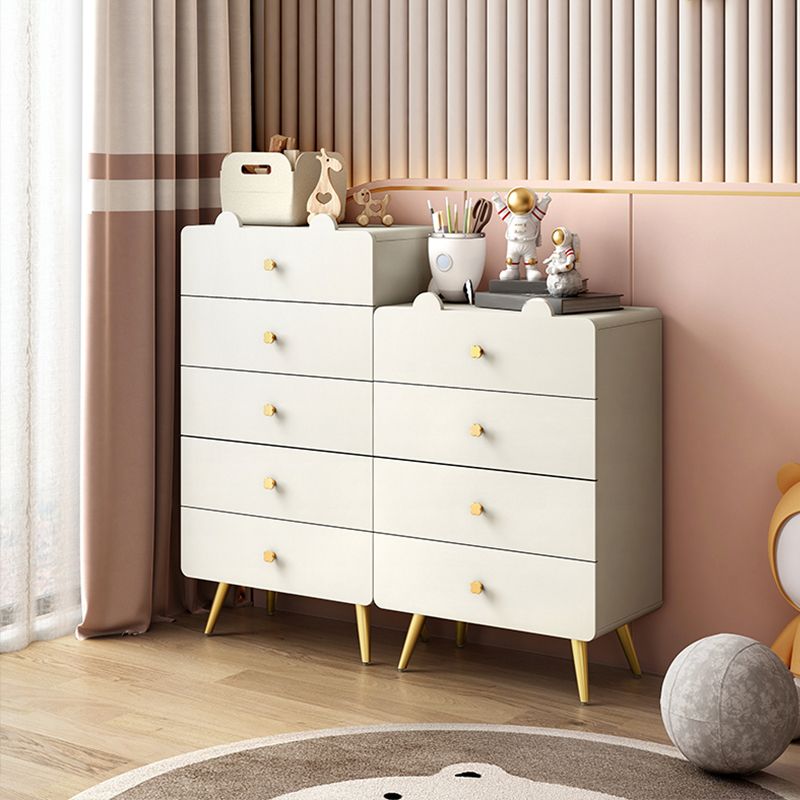 White and Pink Bedroom Dresser Modern Style Wooden Storage Chest with Multi Drawers