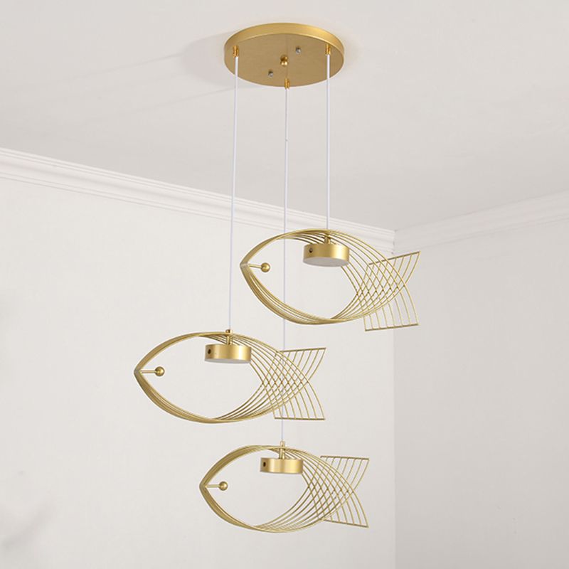 Luz colgante de pescado artístico Minimalista Metal Comedor LED LECHE