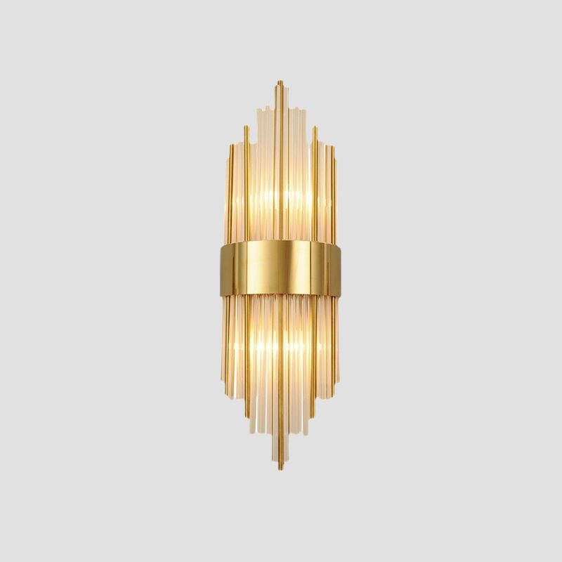 Modern Luxury Geometric Wall Lamp Metal 2-Light Wall Light with Crystal Shade