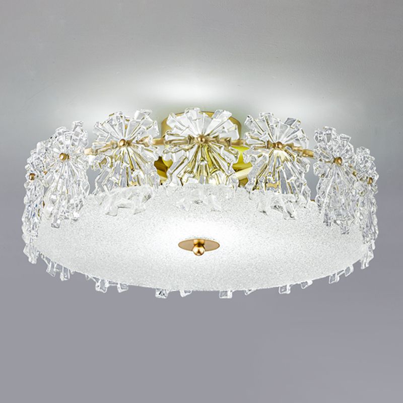 Plafonnier de forme ronde, montage encastré en fer de Style Simple et moderne avec abat-jour en verre pour allée et chambre à coucher