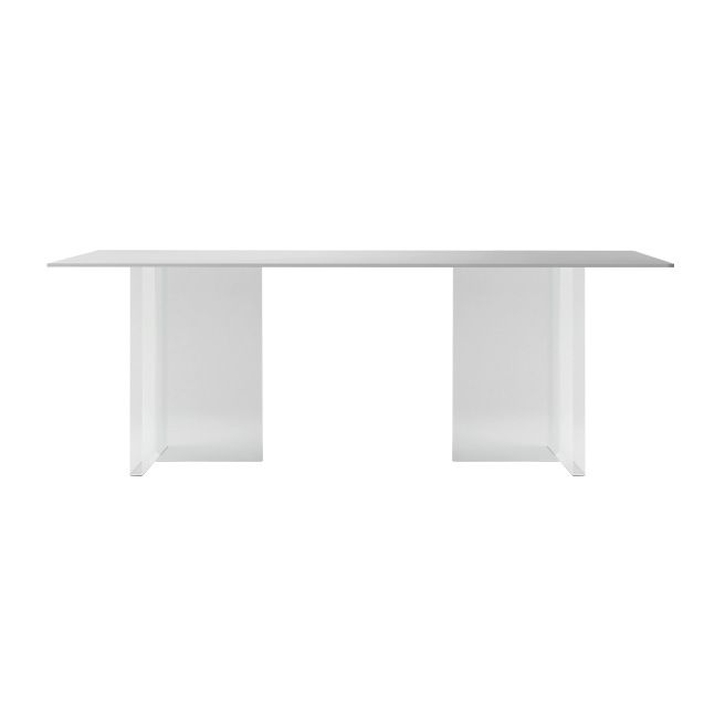 Modern White Dining Table Rectangle Sintered Stone Dining Table with Acrylic Base for Kitchen