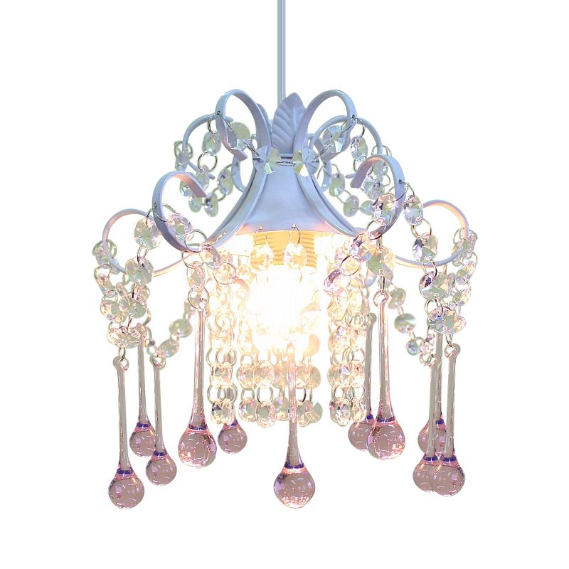 Cascade Restaurant Ceiling Lamp Minimalism Hand-Cut Crystal 1 Head Blue/Pink Down Lighting Pendant
