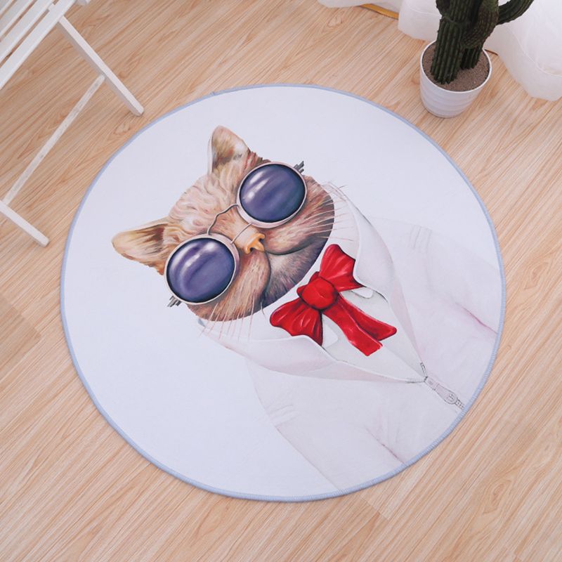 Cute Bedroom Rug Multi Color Anmial Printed Area Carpet PVC Easy Care Stain-Resistant Indoor Rug