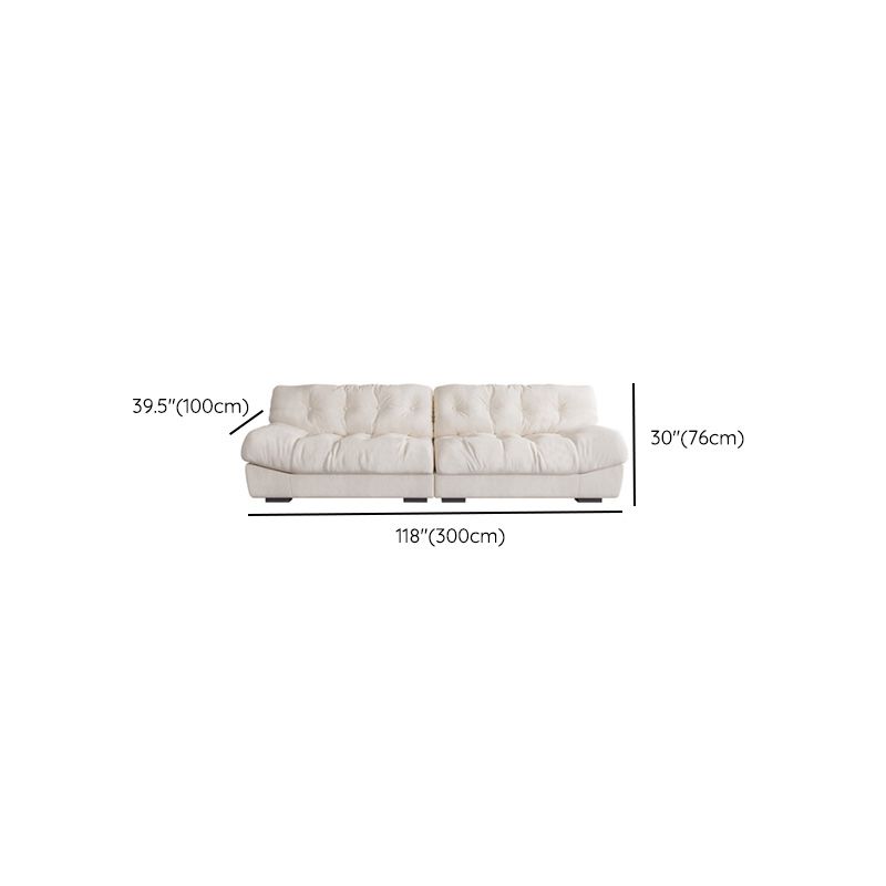 Contemporary White Sofa Faux Leather Armless Sofa with Loose Back