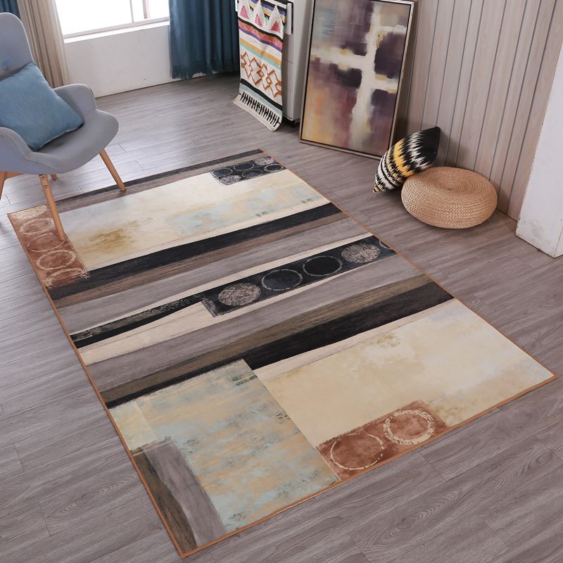 Fancy Modern Rug Brown Abstract Graphic Rug Stain Resistant Rug for Living Room