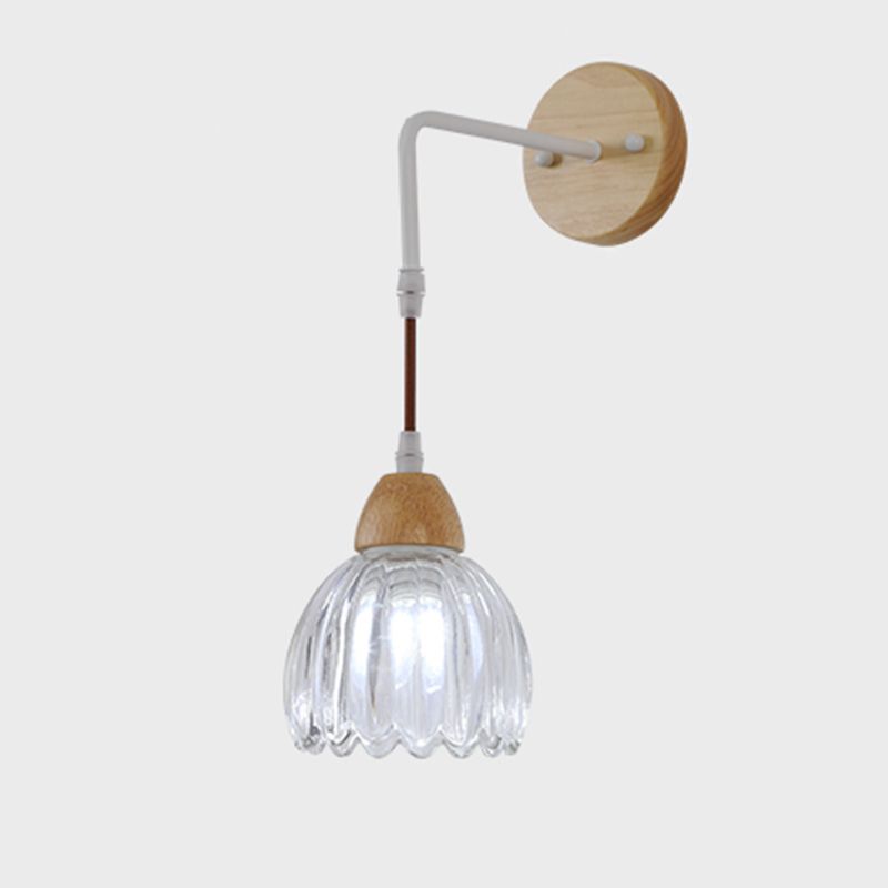 Modern Simple Wall Light Wooden Dome Shape Wall Lamp for Living Room