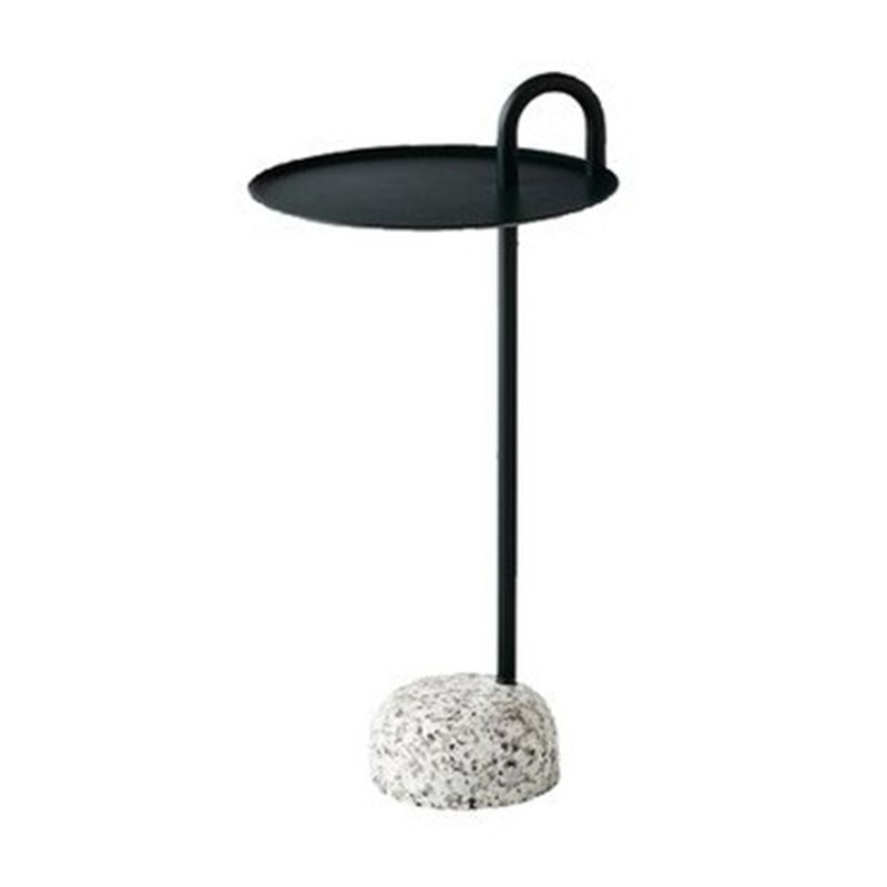 Pedestal Accent Side Table Metal Tray Top Side End Snack Table