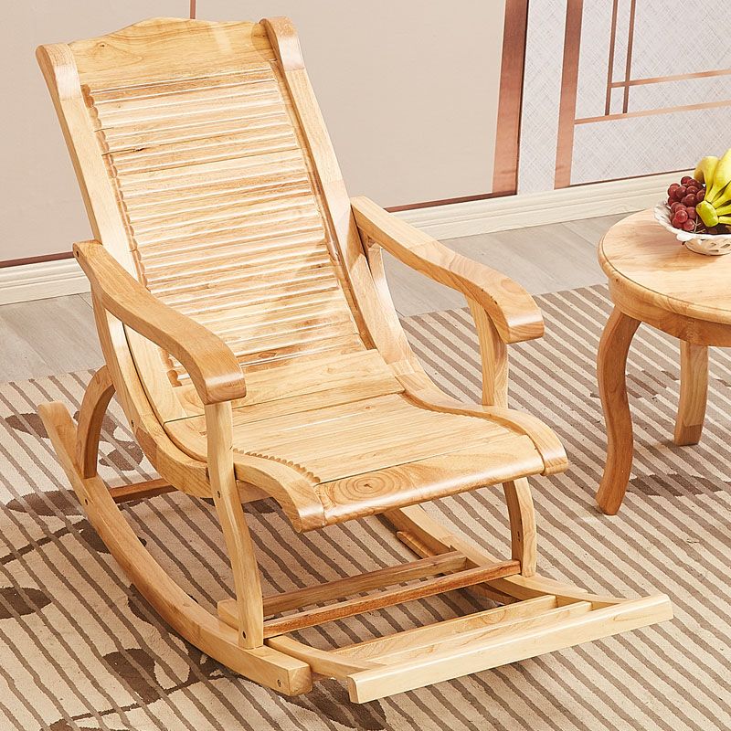 Retro Dark Brown Rocking Chair Solid Wood Reclining Rocker Chair for Home