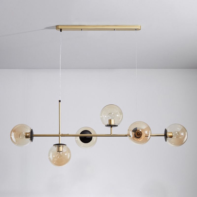 Minimalist-Style Orb Island Lighting Fixture Glass Dinning Room Island Pendant Light