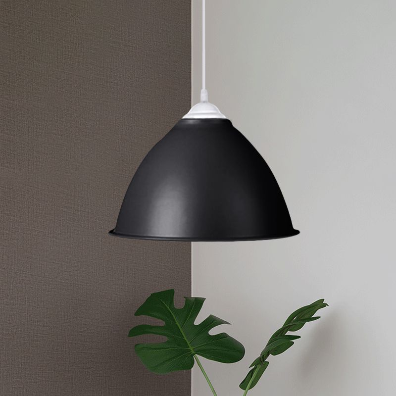 Industrial Dome Shade Pendant Light 1 Light Aluminum Ceiling Fixture in Frosted Green/Yellow for Dining Room