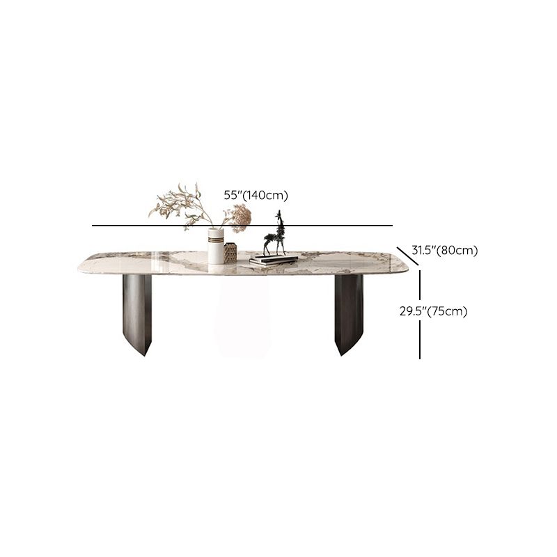 Industrial Rectangle Dining Table Sintered Stone Table with Metal Legs