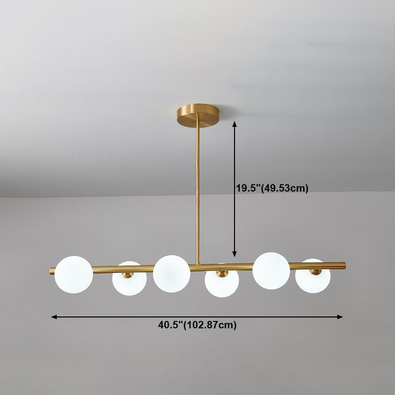 Gold Island Lights modernas lámparas colgantes de restaurantes múltiples con sombra de vidrio de globo