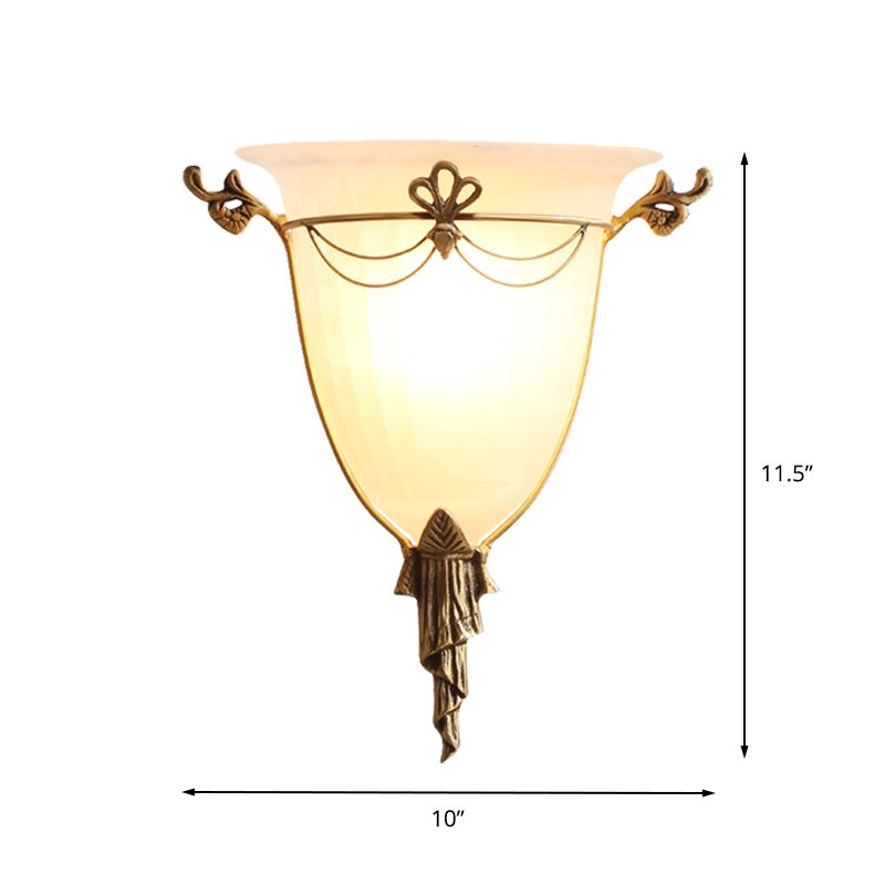 Bell Sconce Light traditionnel 1 tête d'éclairage mural en verre blanc pour le couloir