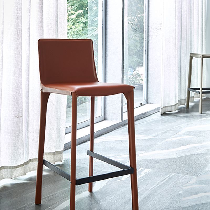 Scandinavian Leather Counter Stools Metal Bar Stool for Home Use