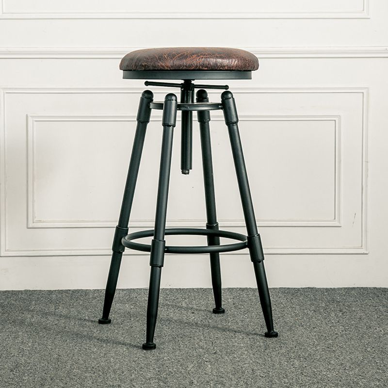 Adjustable Height Bar Stools Industrial Barstool with Metal Legs