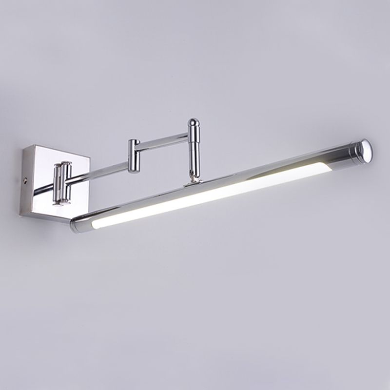 1-Light Linear Mirror Wall Lighting Modern Style Metal Wall Mounted Light in Silver