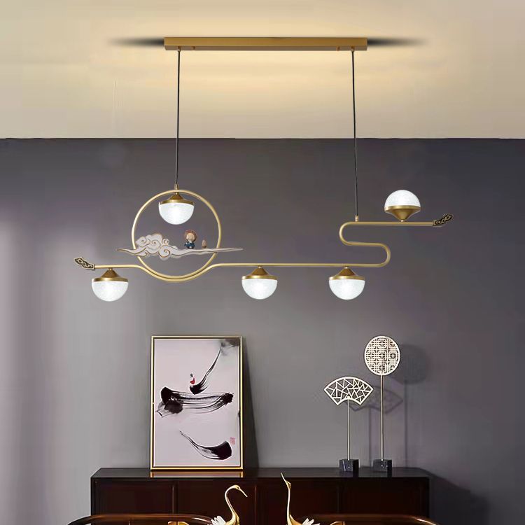Lámparas colgantes modernas de la isla Restaurante de 5 luces colgantes de lámparas con sombra acrílica