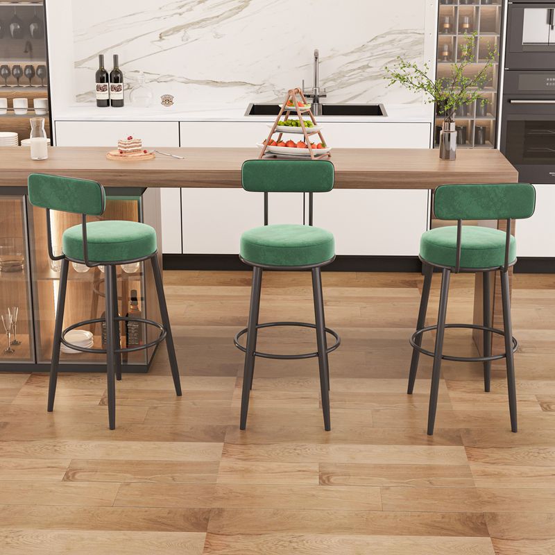 Modern Armless Backrest Counter Stool Iron Dessert Shop Bar Stool with Cushion and Pedal
