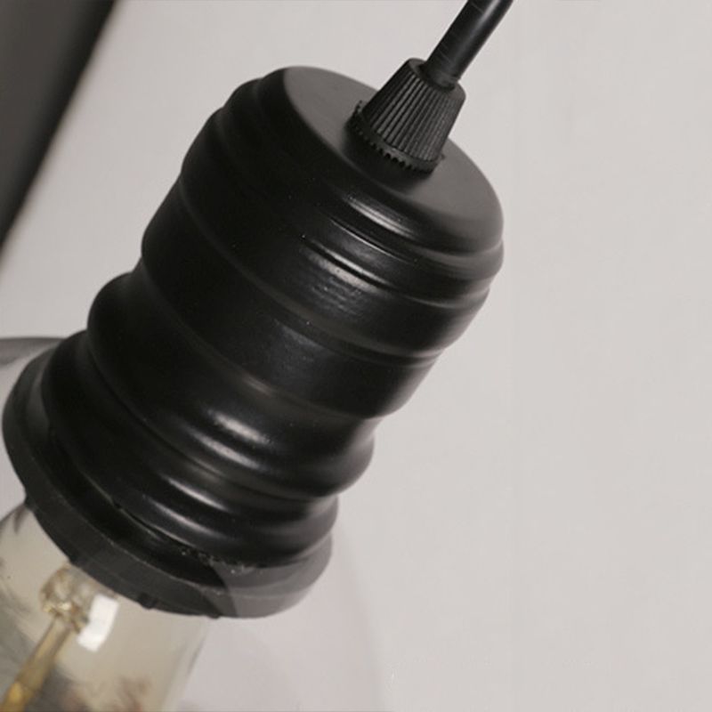 Industrial Vintage Single Pendant Light Wrought Iron Hanging Lamp with Clear Glass Shade