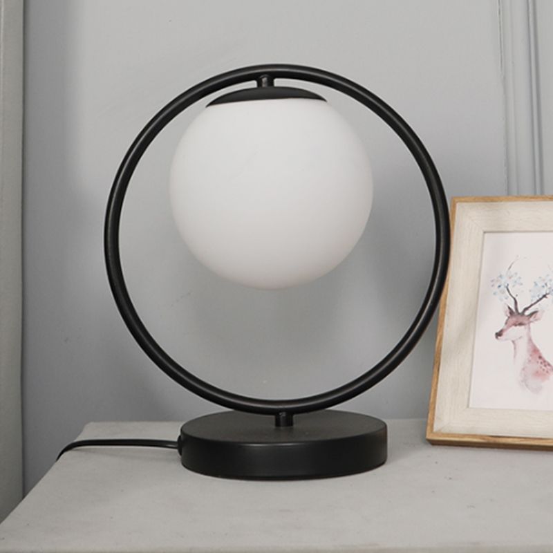 Modern Style Geometry Night Table Lamp White Glass One Light Table Light for Bedroom