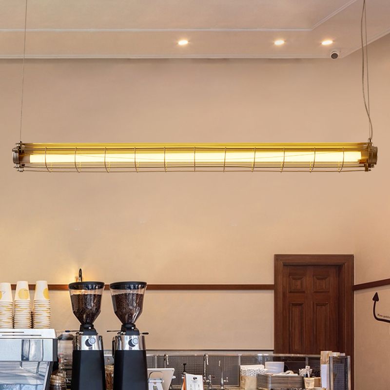 Industrial Style Iron Hanging Lamp Cylinder Shape Island Light for Dining Table