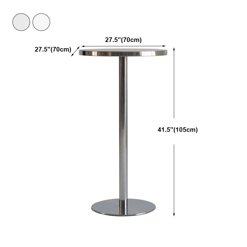 Mesa de comedor de barra contemporánea Mesa de cóctel de altura de barra de acero con base de pedestal en plata