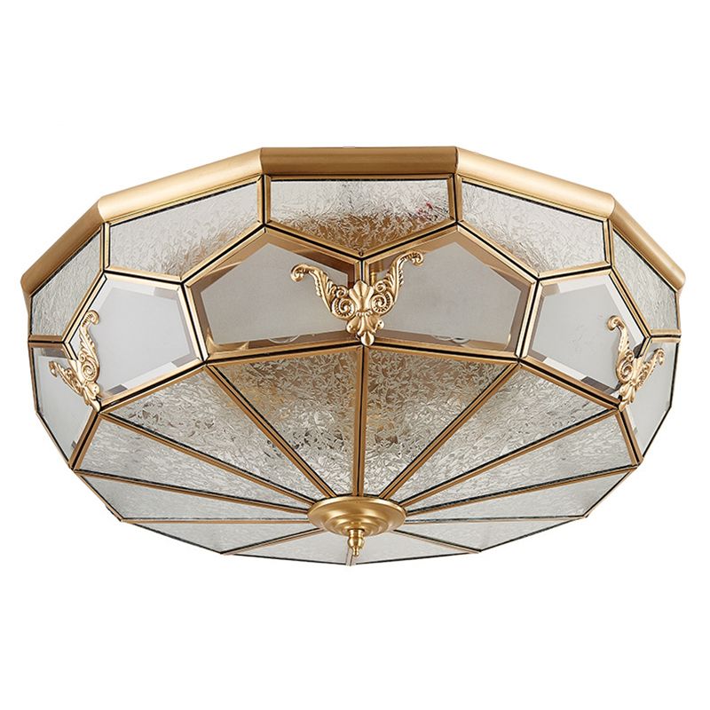 Plafonnier en laiton et verre givré, plafonnier en cuivre de Style rétro colonial pour le salon
