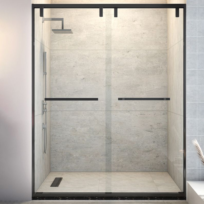 Double Sliding Semi Frameless Inline Tempered Glass Shower Door