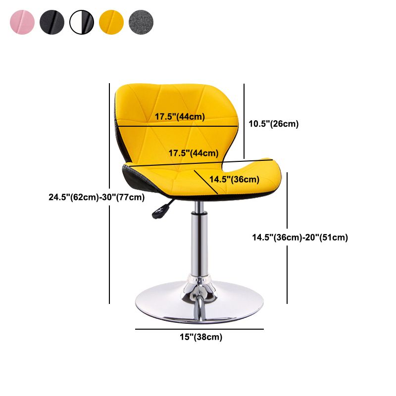 Scandinavian Metal Barstool Low Back PU Leather Furniture in Matte Finish for Indoor