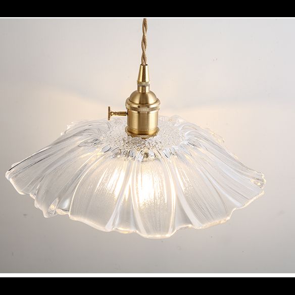 Flower Shape Shade Ceiling Pendant Lamp Vintage Industrial Clear Glass Hanging Light