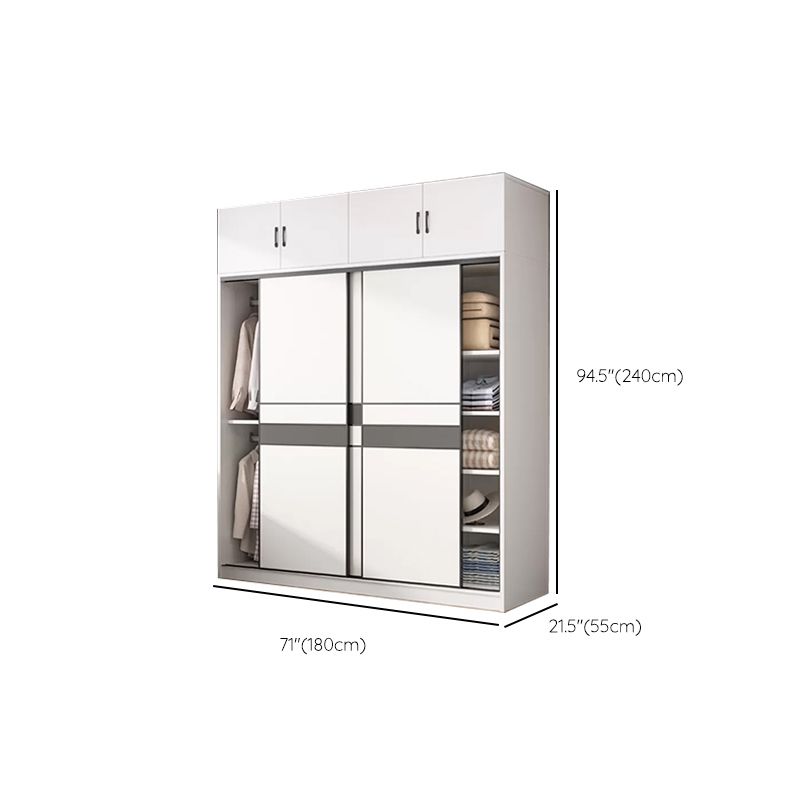 Engineered Wood Wardrobe Armoire White Wardrobe Cabinet with Soft Close Doors