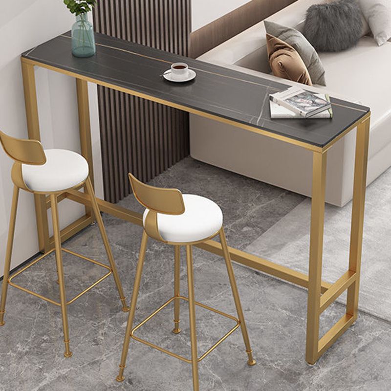 Sintered Stone Bistro Bar Table Footrest Metal Base Bar Table for Living Room