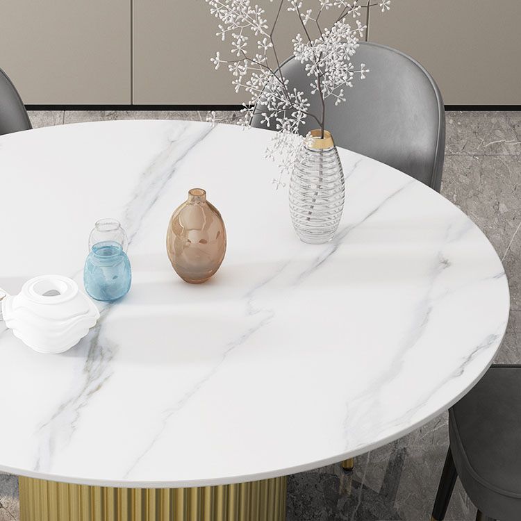 Glam 1/7 Pieces Dining Set Circular Stone Dining Table for Kitchen
