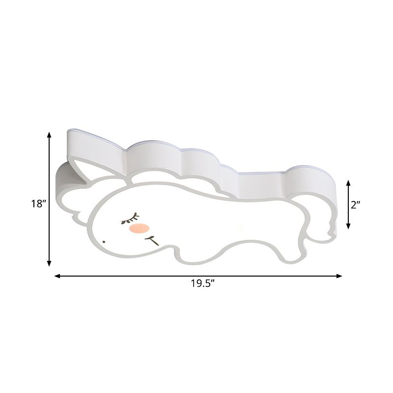 White Unicorn LED Ceiling Mount Light Cartoon Acrylic LED Flush-Mount Light Fixture for Nursery