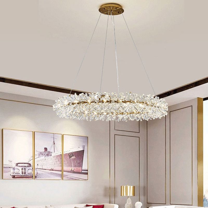 1 pendentif à cercle léger luminaire de pendentif en cristal moderne en or