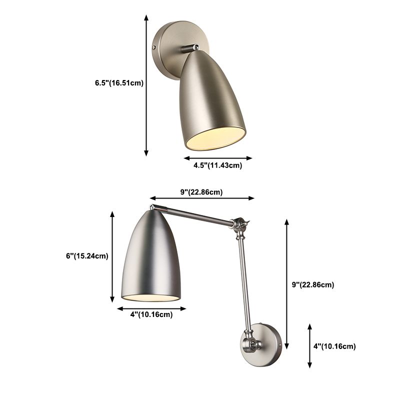 Metal Shade Wall Light Modern Single Light Adjustable Wall Sconce for Bedroom