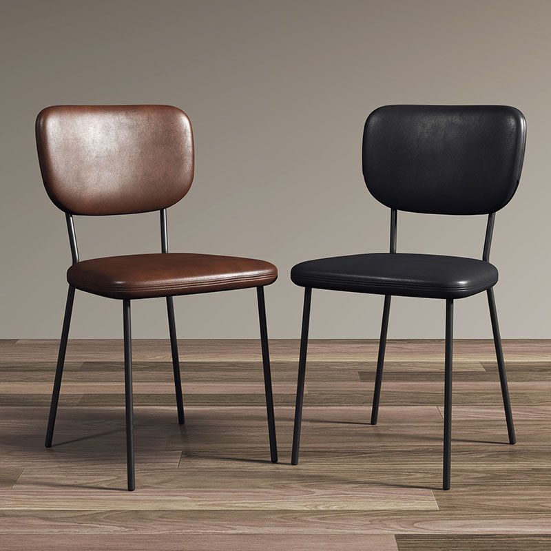 Sillas de comedor de metal nórdico, silla sin brazos con respaldo abierto para restaurante (juego de 2)