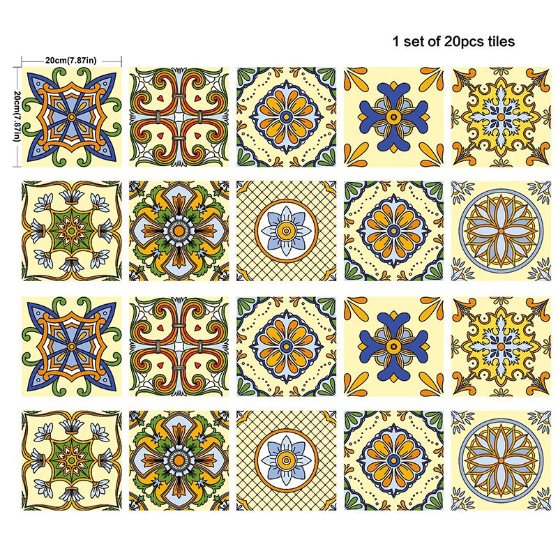 Tribal Mandala Peel Wallpaper Panel Set for Washroom Bohemian Patterned Wall Art, 8.6-sq ft