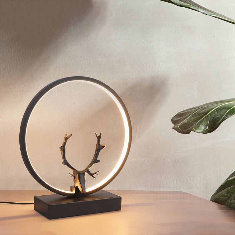 Metal Circle Table Lamp Nordic Antler Shape 1 Light Desk Lamp for Bedroom